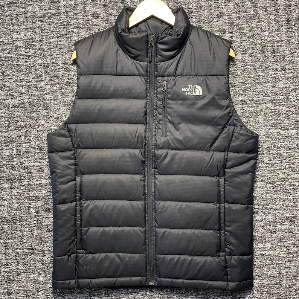 The North Face 550 Down Vest Mens Medium Black Puffer Jacket Aconcagua NF0A2TCD
